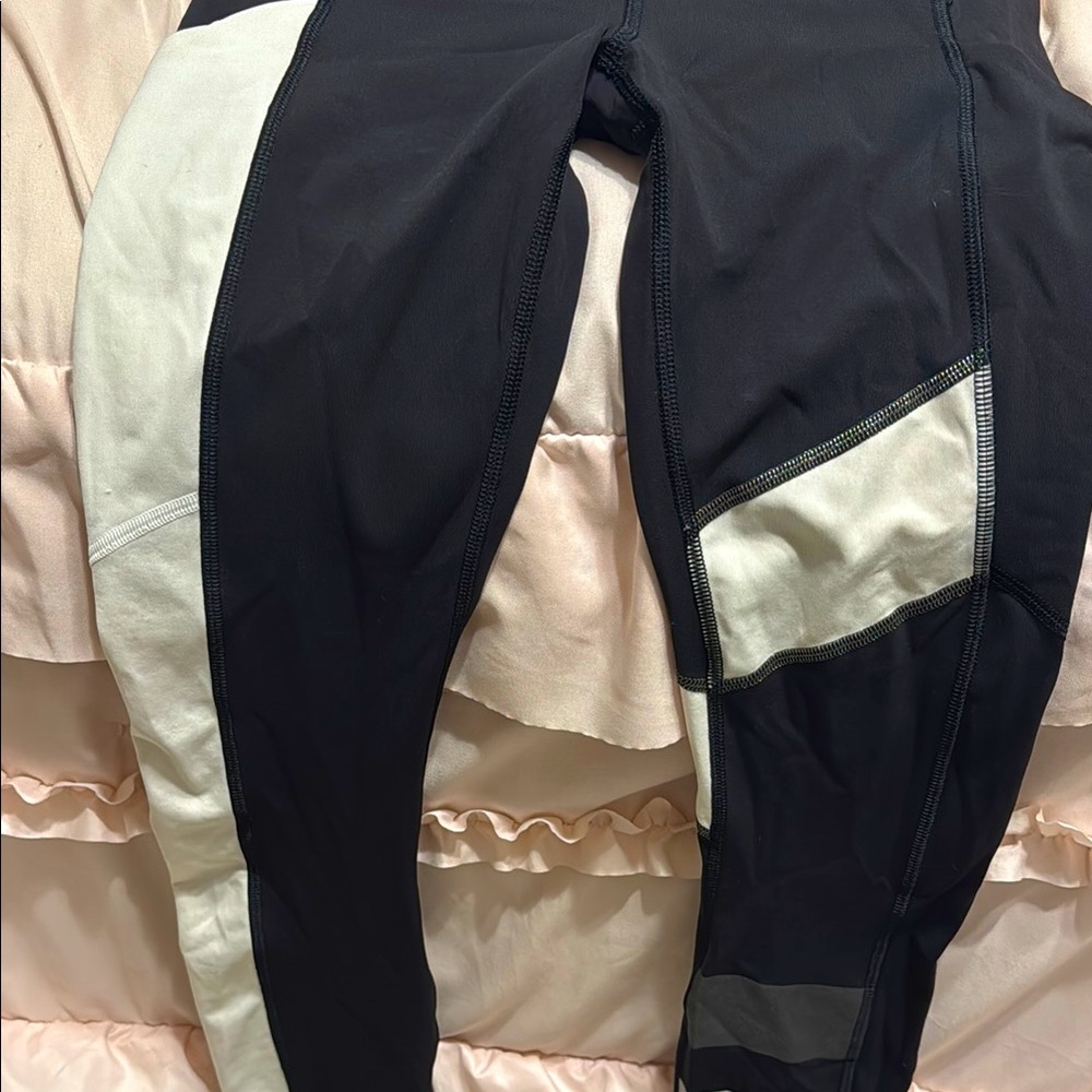 Black and White Mesh Panel Leggings